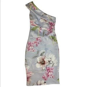 1 shoulder floral midi dress
